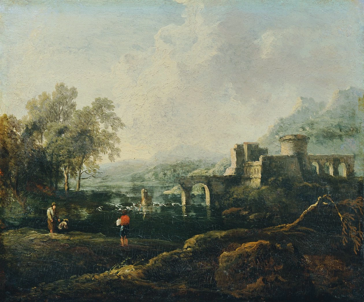 Paesaggio ideale con fiume e ponte in rovina - Österreichische Galerie Belvedere, Vienna